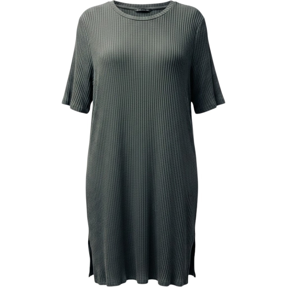 Eileen Fisher XL Gray Tunic Top Textured Stretch Ribbed Gypsy Preppy Minimalist